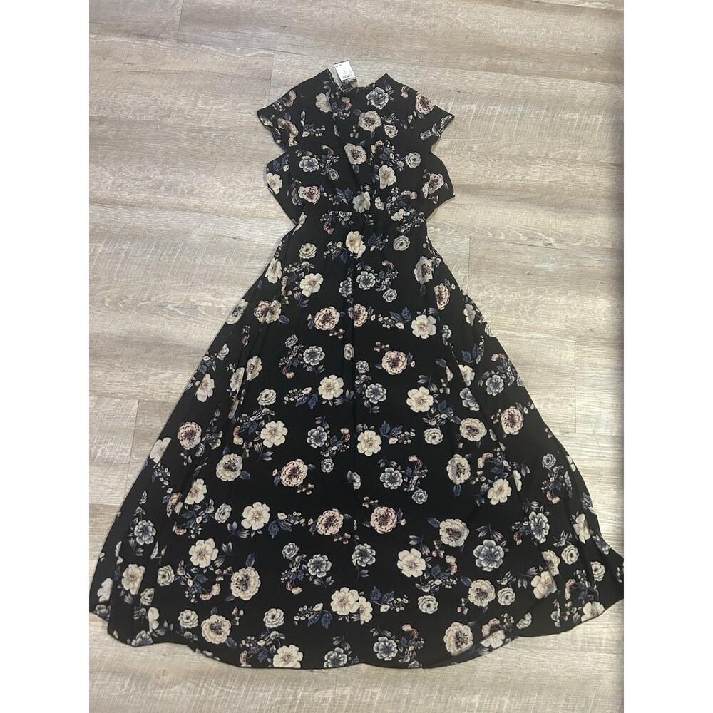 NWT Rue21 Black Floral Maxi Dress/Shorts S Whimsigoth Cottagecore Boho Spring